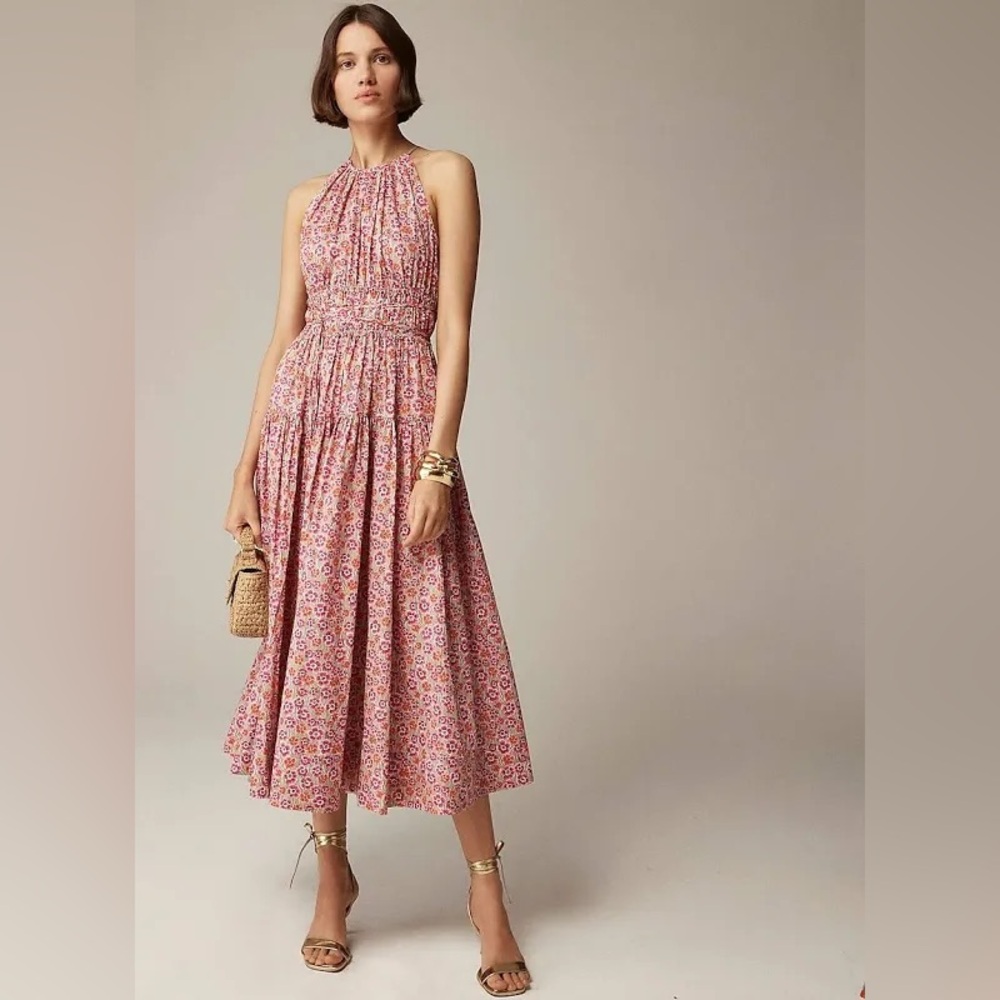 J. Crew Tie-waist halter dress in Liberty® Ellie fabric